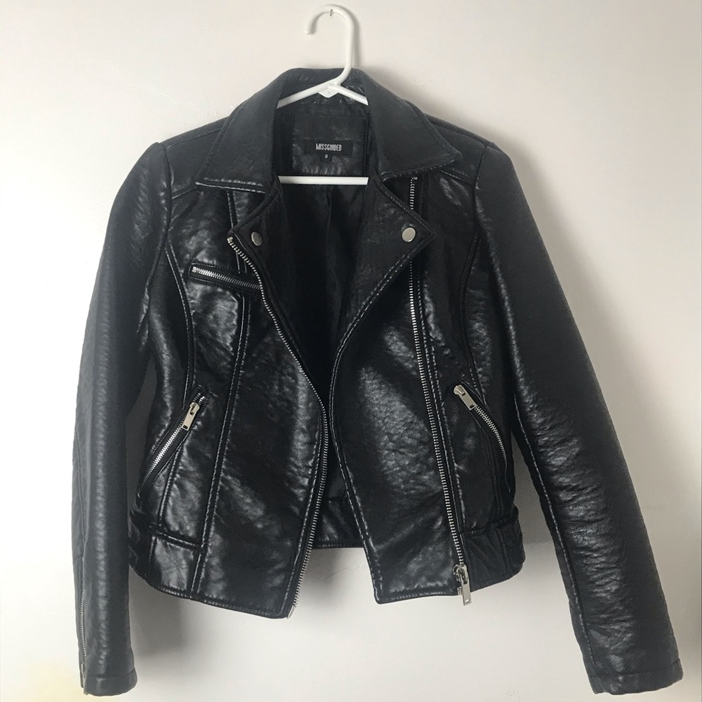 Faux Leather Biker Moto Jacket Misguided